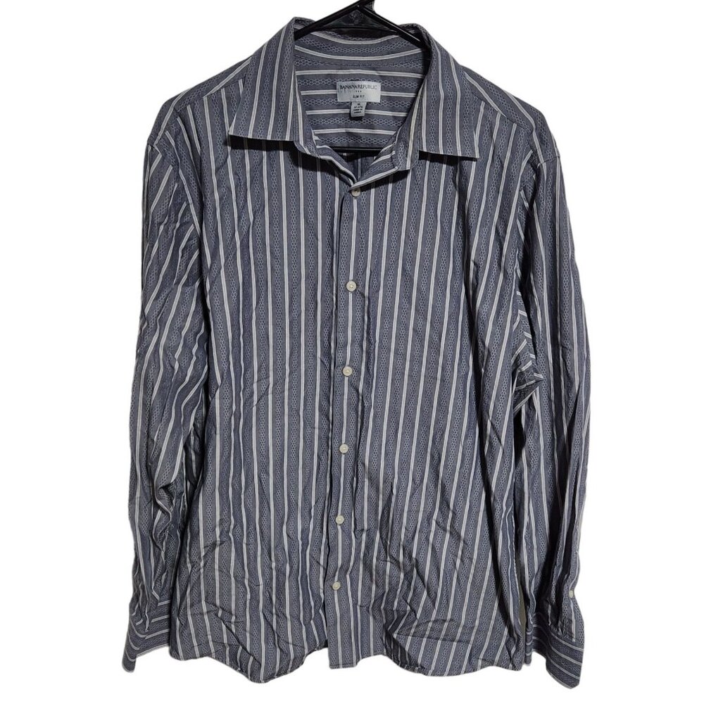 Banana Republic Slim Fit Button Up Shirt Mens Size XL Striped Long Sleeve